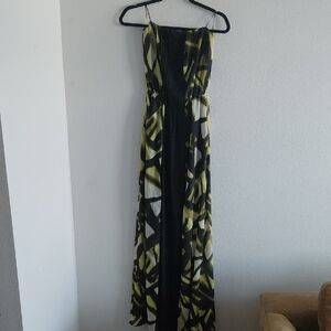 Guess Black and Yellow Patterned Maxi Dress